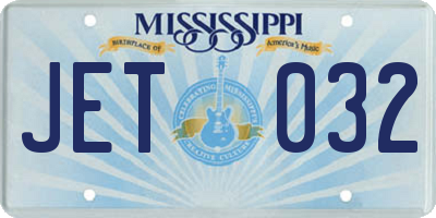 MS license plate JET032