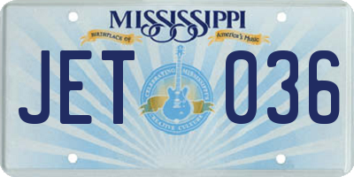 MS license plate JET036