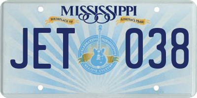 MS license plate JET038