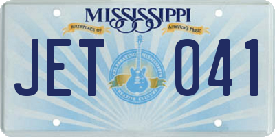MS license plate JET041