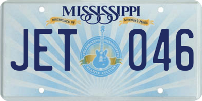 MS license plate JET046