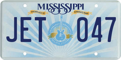MS license plate JET047