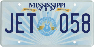 MS license plate JET058