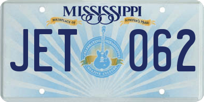 MS license plate JET062