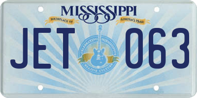 MS license plate JET063
