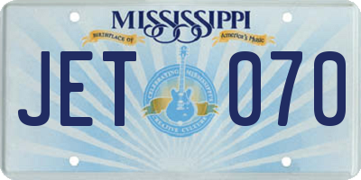 MS license plate JET070
