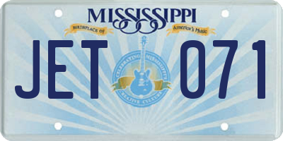 MS license plate JET071