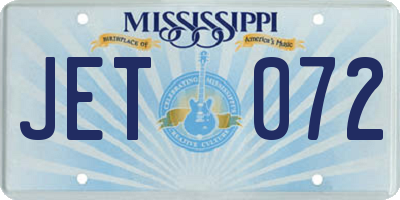 MS license plate JET072