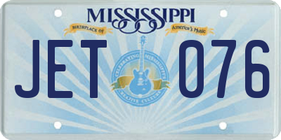 MS license plate JET076