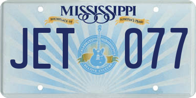 MS license plate JET077