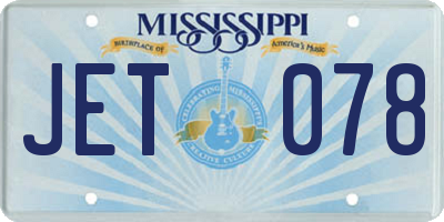 MS license plate JET078