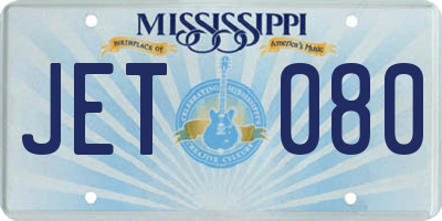 MS license plate JET080