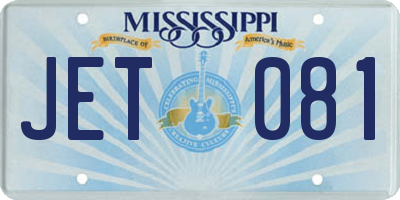 MS license plate JET081
