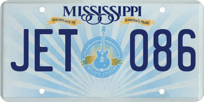 MS license plate JET086