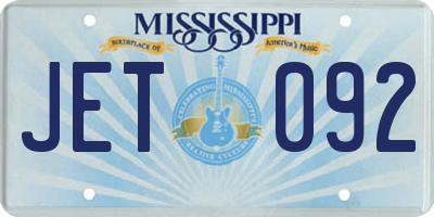 MS license plate JET092