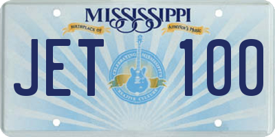 MS license plate JET100