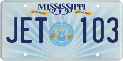 MS license plate JET103