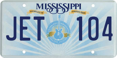MS license plate JET104