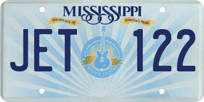 MS license plate JET122