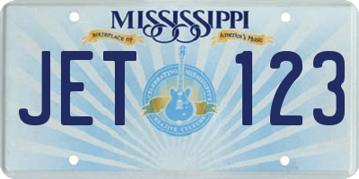 MS license plate JET123