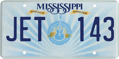 MS license plate JET143