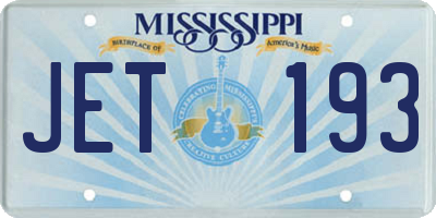 MS license plate JET193