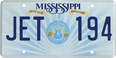 MS license plate JET194