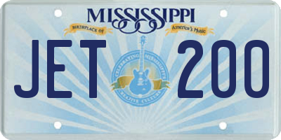 MS license plate JET200