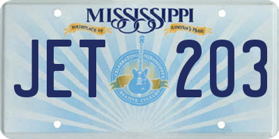 MS license plate JET203