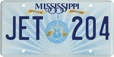 MS license plate JET204