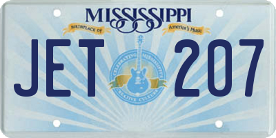 MS license plate JET207