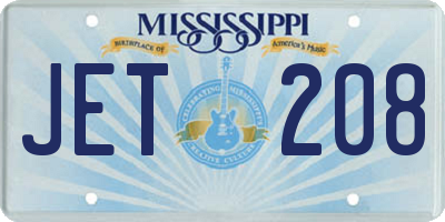 MS license plate JET208