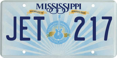 MS license plate JET217