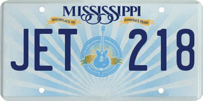 MS license plate JET218