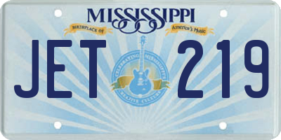MS license plate JET219