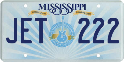 MS license plate JET222