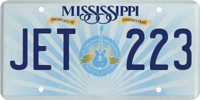 MS license plate JET223