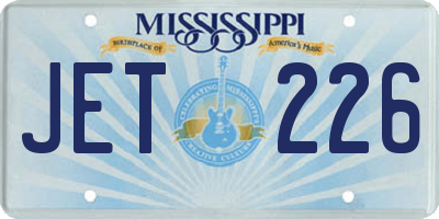 MS license plate JET226