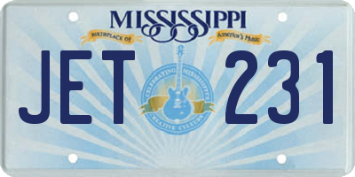 MS license plate JET231