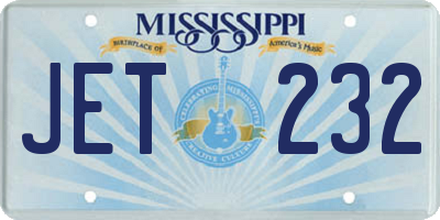 MS license plate JET232