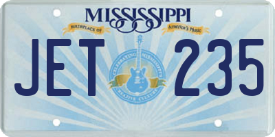 MS license plate JET235