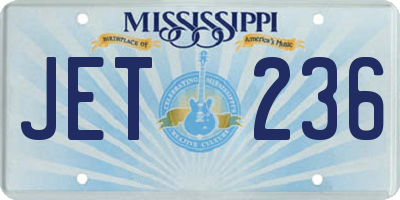 MS license plate JET236