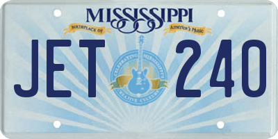 MS license plate JET240