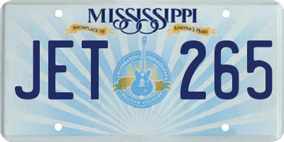 MS license plate JET265