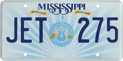 MS license plate JET275