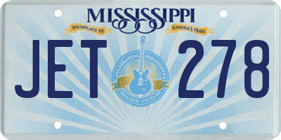 MS license plate JET278