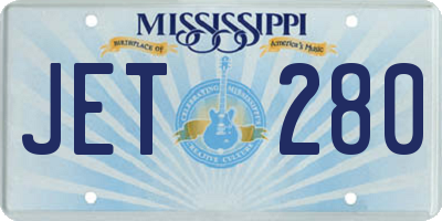 MS license plate JET280