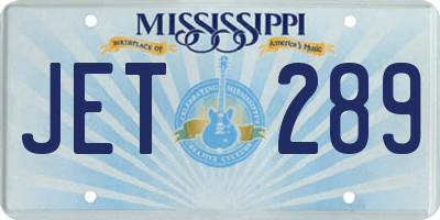 MS license plate JET289