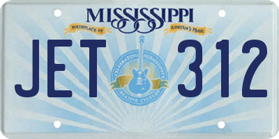 MS license plate JET312