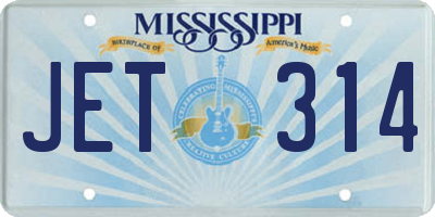 MS license plate JET314